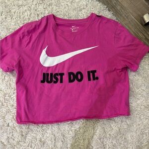 Pink Nike Just Do It Cropped Shirt